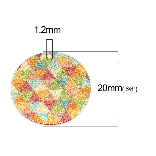 Image de 10 Pcs Breloques Peinture en Émail en Laiton Doré Multicolore Rond Triangle Amas Stellaire 20mm Dia