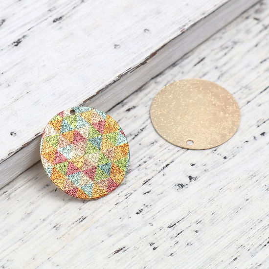Image de 10 Pcs Breloques Peinture en Émail en Laiton Doré Multicolore Rond Triangle Amas Stellaire 20mm Dia