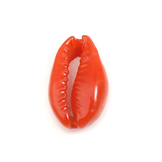 天然 チャーム シェル オレンジ 染め 17mm x 12mm - 12mm x 7mm、 10 個 の画像