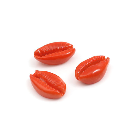天然 チャーム シェル オレンジ 染め 17mm x 12mm - 12mm x 7mm、 10 個 の画像