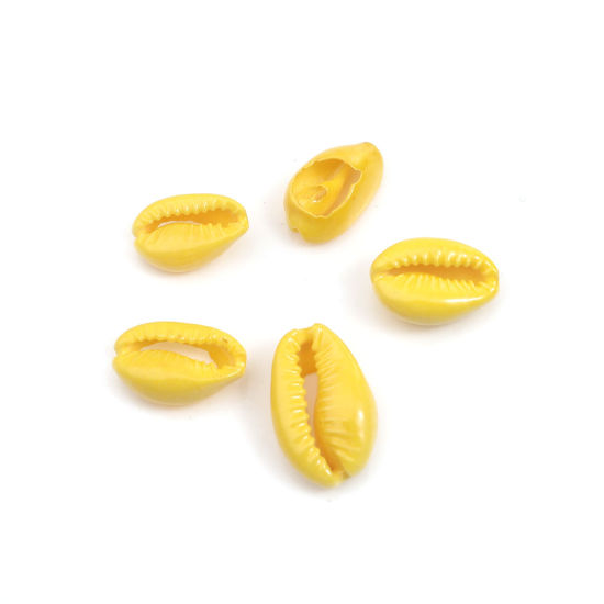 天然 チャーム シェル 黄色 染め 17mm x 12mm - 12mm x 7mm、 10 個 の画像