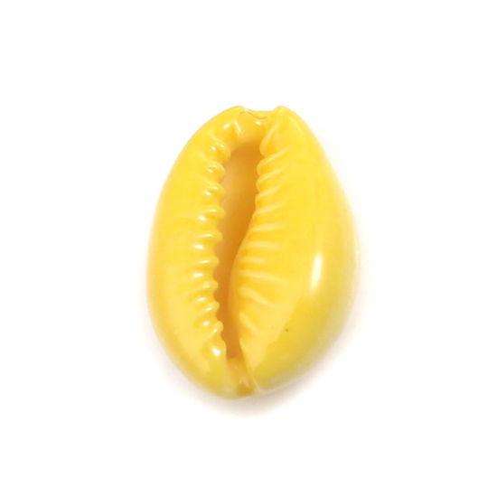天然 チャーム シェル 黄色 染め 17mm x 12mm - 12mm x 7mm、 10 個 の画像