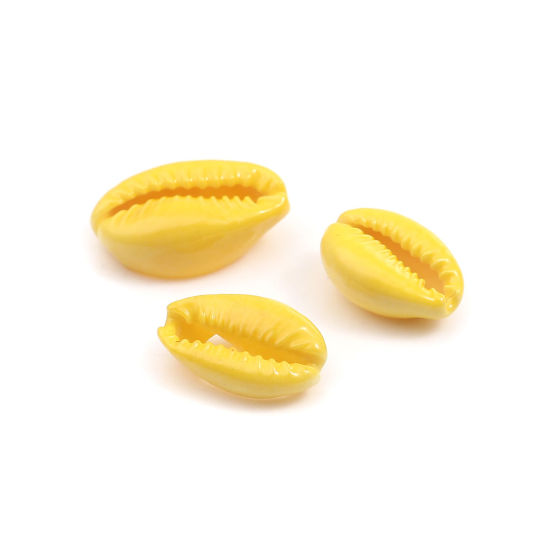 天然 チャーム シェル 黄色 染め 17mm x 12mm - 12mm x 7mm、 10 個 の画像