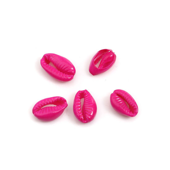 天然 チャーム シェル フクシア色 染め 17mm x 12mm - 12mm x 7mm、 10 個 の画像