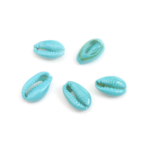 天然 チャーム シェル 青 染め 17mm x 12mm - 12mm x 7mm、 10 個 の画像