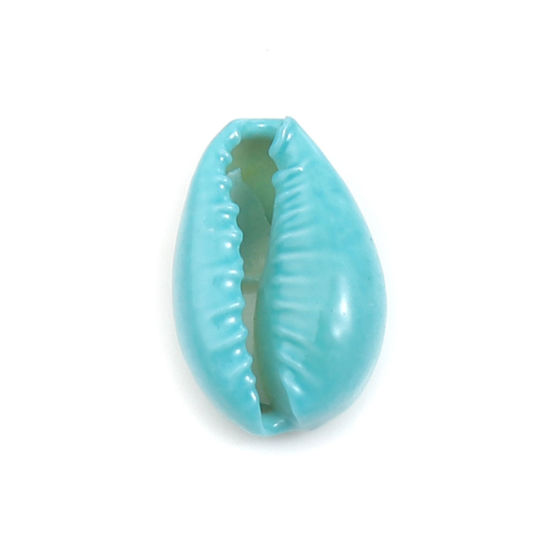 天然 チャーム シェル 青 染め 17mm x 12mm - 12mm x 7mm、 10 個 の画像