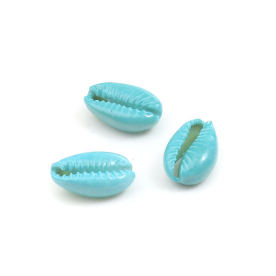 天然 チャーム シェル 青 染め 17mm x 12mm - 12mm x 7mm、 10 個 の画像