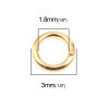Picture of 100 PCs 3mm Dia., 0.5mm(24 gauge) 304 Stainless Steel Open Jump Rings Findings For Jewelry Making Gold Plated Round