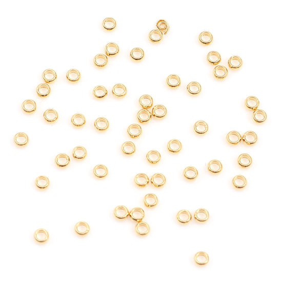 Image de Perles à Écraser en 304 Acier Inoxydable Colonne Doré Env. 1.5mm Dia. Trou: 0.5mm, 100 Pcs