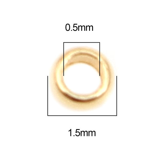 Image de Perles à Écraser en 304 Acier Inoxydable Colonne Doré Env. 1.5mm Dia. Trou: 0.5mm, 100 Pcs