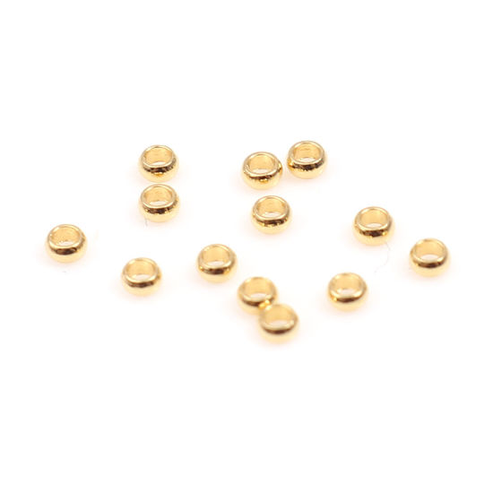 Image de Perles à Écraser en 304 Acier Inoxydable Colonne Doré Env. 1.5mm Dia. Trou: 0.5mm, 100 Pcs