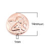 Picture of Zinc Based Alloy Religious Spacer Beads Flat Round Rose Gold Angel About 14mm Dia., Hole: Approx 1mm, 20 PCs