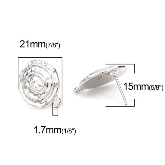 Image de Boucles d'Oreilles Puces en Alliage de Zinc Escargot de Mer Argent Mat avec Boucle 21mm x 17mm, Epaisseur de Fil: (20 gauge), 4 Pcs