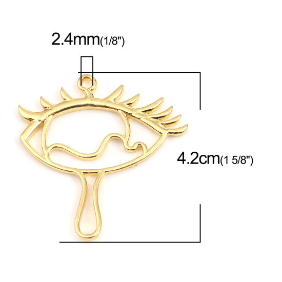 亜鉛合金 樹脂用オープンバックベゼル 金メッキ 目 42mm x 41mm、 5 個 の画像