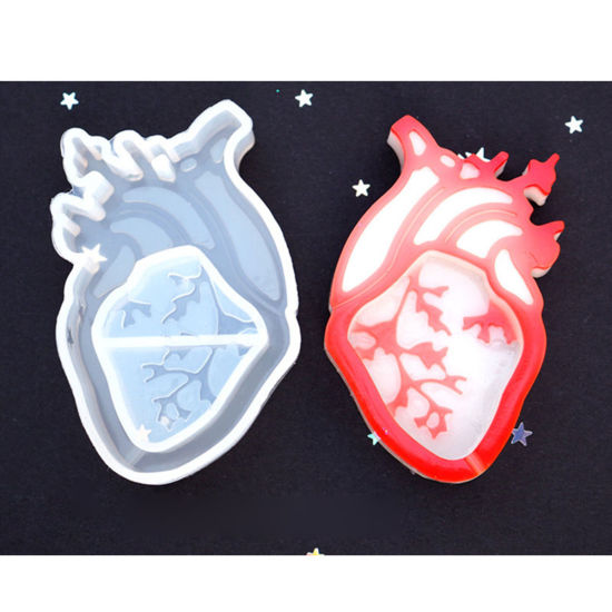 Image de Moule en Silicone Cœur Blanc 62mm x 38mm, 2 Pcs