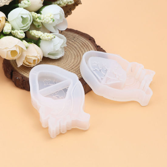 Image de Moule en Silicone Cœur Blanc 62mm x 38mm, 2 Pcs