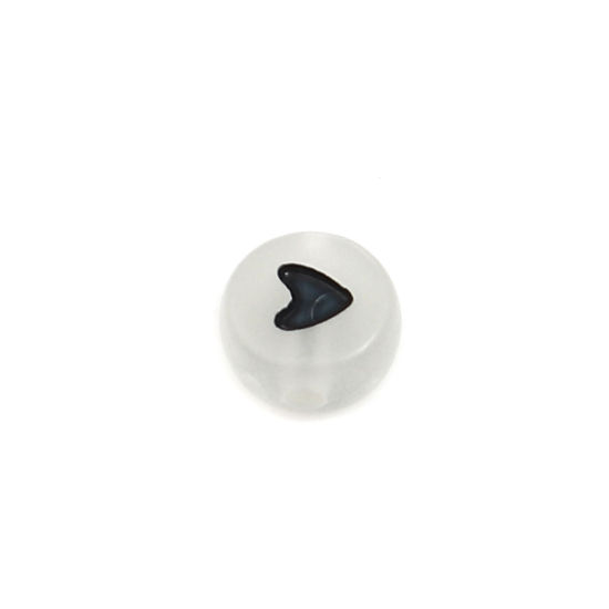 Image de Perles en Acrylique Plat-Rond Noir Cœur Env. 7mm Dia, Trou: env. 1.4mm, 500 Pcs