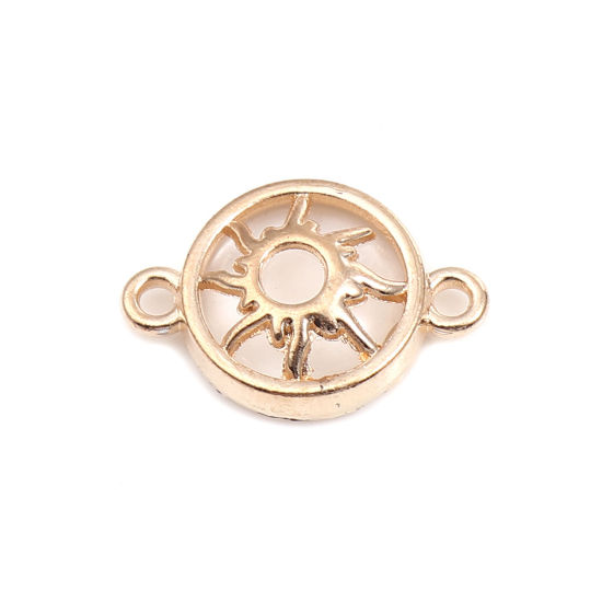 Image de Connecteurs Galaxie en Alliage de Zinc Rond Blanc Doré Soleil 20mm x 14mm, 10 Pcs