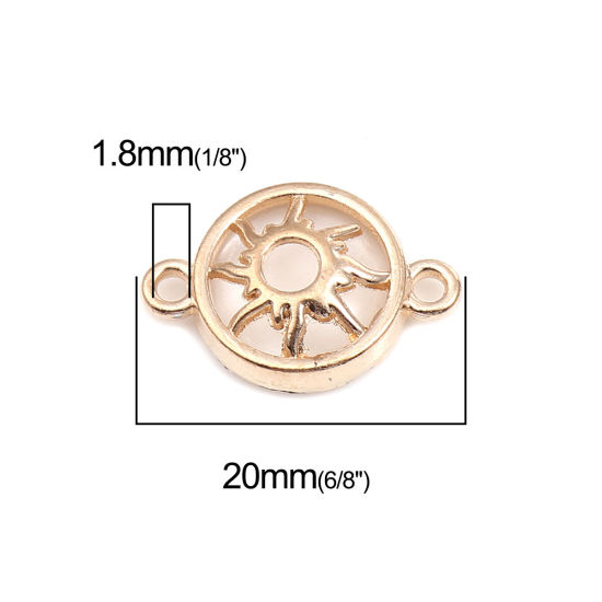 Image de Connecteurs Galaxie en Alliage de Zinc Rond Blanc Doré Soleil 20mm x 14mm, 10 Pcs
