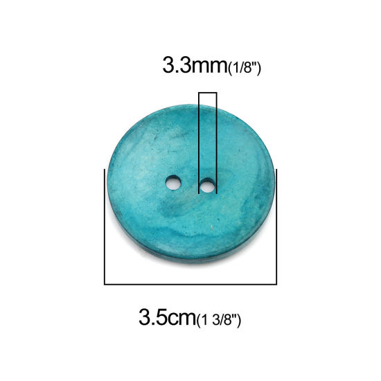 Image de Bouton de Couture en Bois Naturel Deux Trous Rond Couleur au Hasard 35mm Dia, 50 Pcs