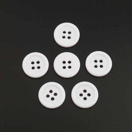 Harz Knöpfe für Aufnähen Scrapbooking 4 Löcher Rund Weiß 30mm D., 50 Stück