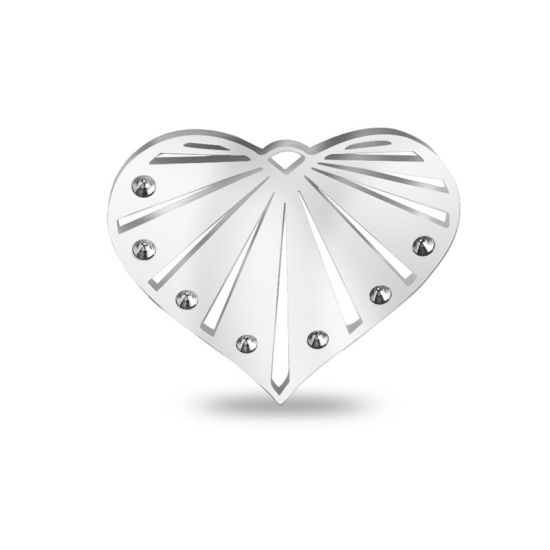 Image de Pendentifs en 304 Acier Inoxydable Très Poli Cœur Argent Mat Pouvoir Graver sur Espace Blanc 36mm x 32mm, 1 Pièce