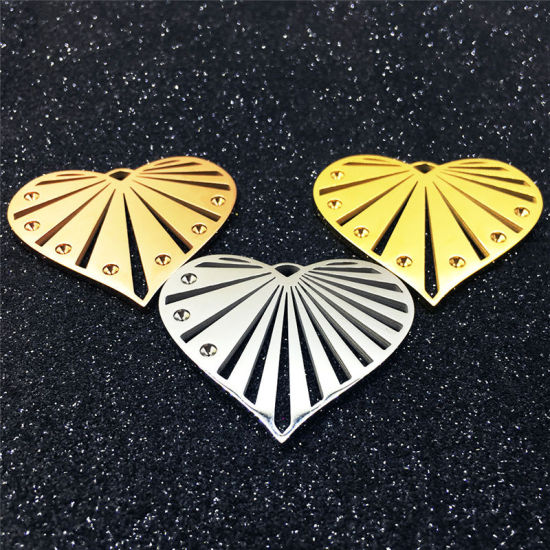 Image de Pendentifs en 304 Acier Inoxydable Très Poli Cœur Argent Mat Pouvoir Graver sur Espace Blanc 36mm x 32mm, 1 Pièce