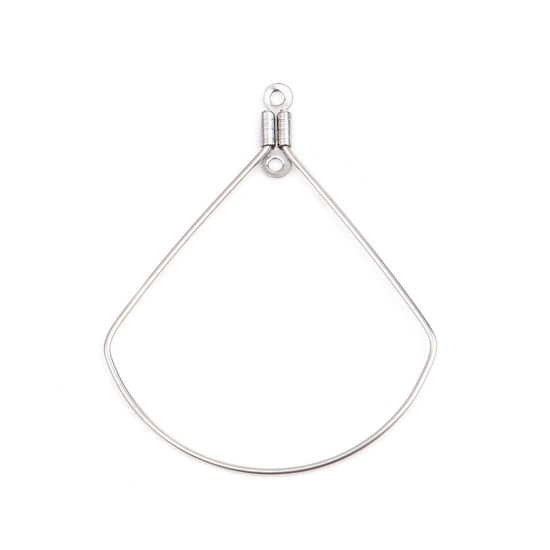 Image de Boucles d'Oreilles en 304 Acier Inoxydable Eventail Argent Mat 40mm x 32mm, 10 Pcs
