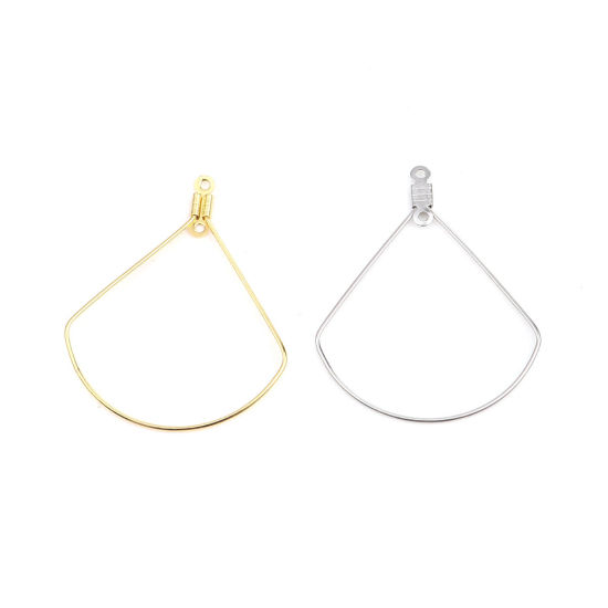 Image de Boucles d'Oreilles en 304 Acier Inoxydable Eventail Argent Mat 40mm x 32mm, 10 Pcs