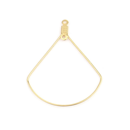 Image de Boucles d'Oreilles en 304 Acier Inoxydable Eventail Doré 40mm x 32mm, 10 Pcs