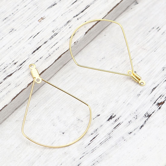 Image de Boucles d'Oreilles en 304 Acier Inoxydable Eventail Doré 40mm x 32mm, 10 Pcs
