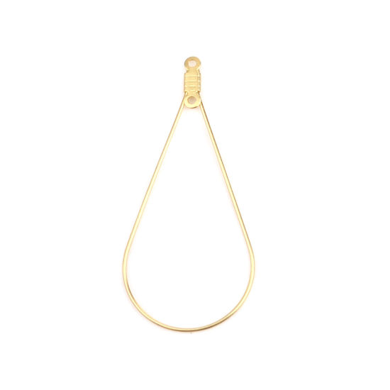 Image de Boucles d'Oreilles en 304 Acier Inoxydable Goutte d'Eau Doré 50mm x 23mm, 10 Pcs
