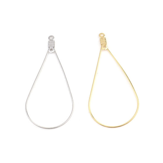 Image de Boucles d'Oreilles en 304 Acier Inoxydable Goutte d'Eau Doré 50mm x 23mm, 10 Pcs