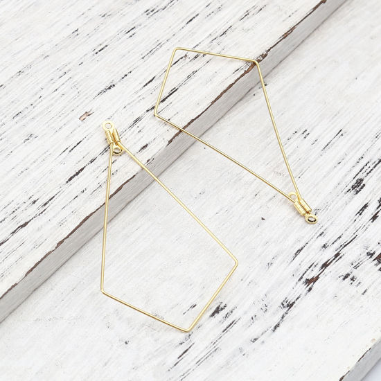 Image de Boucles d'Oreilles en 304 Acier Inoxydable Géométrique Doré 57mm x 33mm, 10 Pcs