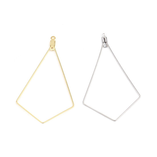 Image de Boucles d'Oreilles en 304 Acier Inoxydable Géométrique Doré 57mm x 33mm, 10 Pcs