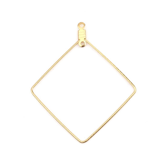 Image de Boucles d'Oreilles en 304 Acier Inoxydable Losange Doré 47mm x 41mm, 10 Pcs