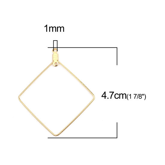 Image de Boucles d'Oreilles en 304 Acier Inoxydable Losange Doré 47mm x 41mm, 10 Pcs
