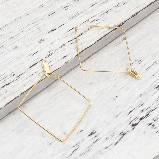 Image de Boucles d'Oreilles en 304 Acier Inoxydable Losange Doré 47mm x 41mm, 10 Pcs