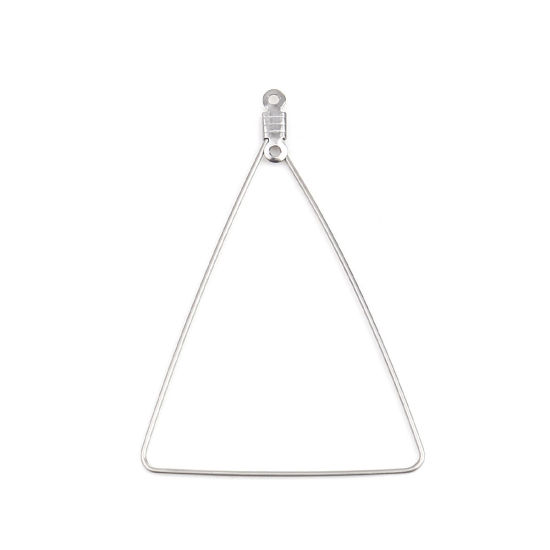 Image de Boucles d'Oreilles en 304 Acier Inoxydable Triangle Argent Mat 49mm x 35mm, 10 Pcs