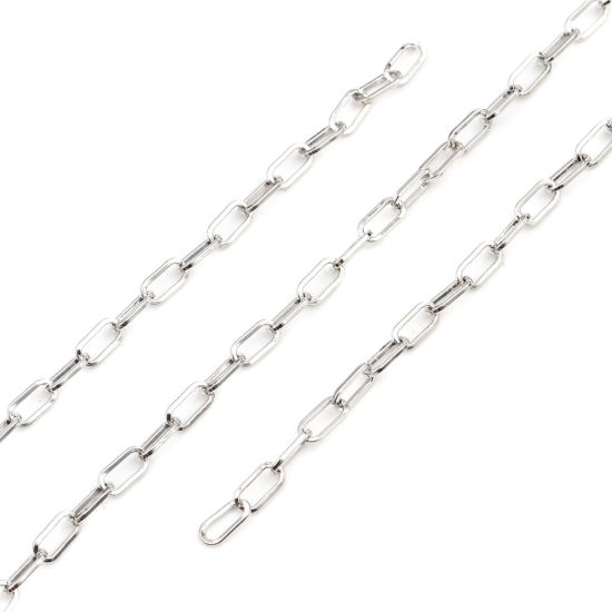 2 メートル 合金 小豆チェーン・あづきチェーン パーツ シルバートーン 楕円形 10x5mm、 の画像