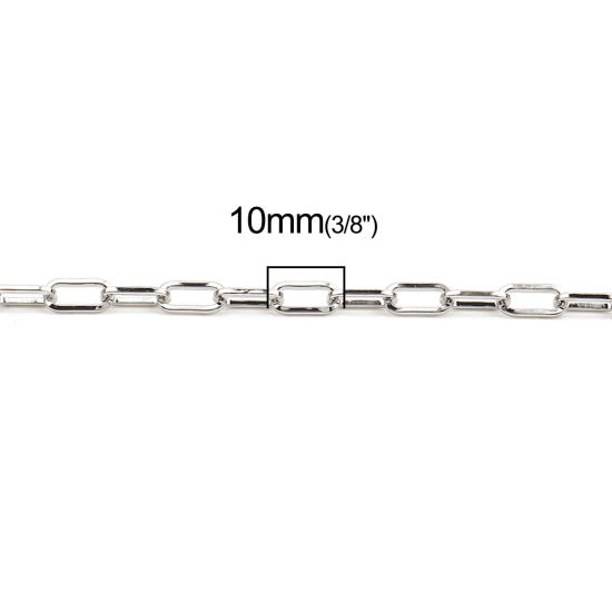 2 メートル 合金 小豆チェーン・あづきチェーン パーツ シルバートーン 楕円形 10x5mm、 の画像
