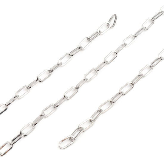 2 メートル 合金 小豆チェーン・あづきチェーン パーツ シルバートーン 楕円形 12x6mm、 の画像