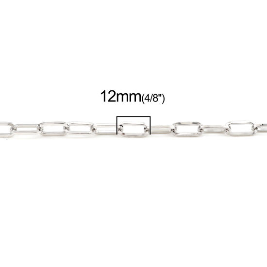 2 メートル 合金 小豆チェーン・あづきチェーン パーツ シルバートーン 楕円形 12x6mm、 の画像