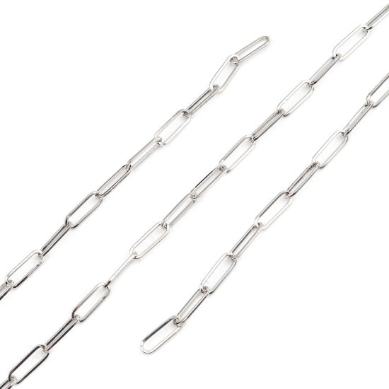 2 メートル 合金 小豆チェーン・あづきチェーン パーツ シルバートーン 楕円形 15x5mm、 の画像