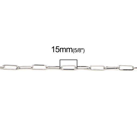 2 メートル 合金 小豆チェーン・あづきチェーン パーツ シルバートーン 楕円形 15x5mm、 の画像