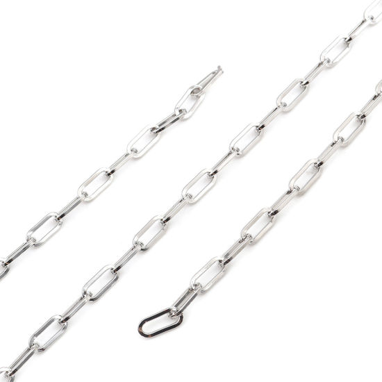 2 メートル 合金 小豆チェーン・あづきチェーン パーツ シルバートーン 楕円形 14x6mm、 の画像