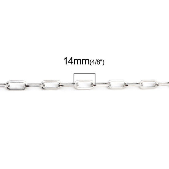 2 メートル 合金 小豆チェーン・あづきチェーン パーツ シルバートーン 楕円形 14x6mm、 の画像