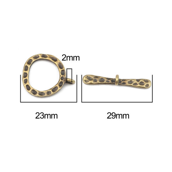 Image de Fermoir Toggle en Alliage de Zinc Forme Annulaire Bronze Antique 29mm x 4mm, 10 Pcs