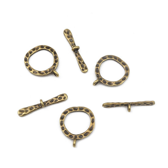 Image de Fermoir Toggle en Alliage de Zinc Forme Annulaire Bronze Antique 29mm x 4mm, 10 Pcs