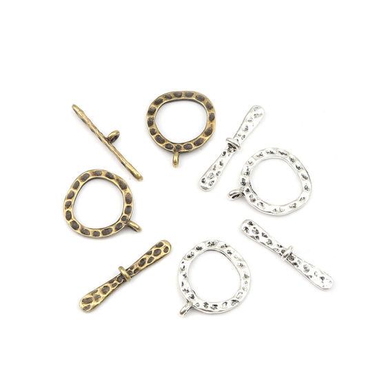 Image de Fermoir Toggle en Alliage de Zinc Forme Annulaire Bronze Antique 29mm x 4mm, 10 Pcs